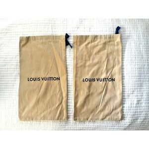 Authentic Louis Vuitton Drawstring Dust Bags Pair 9x15.5" Beige for Shoes